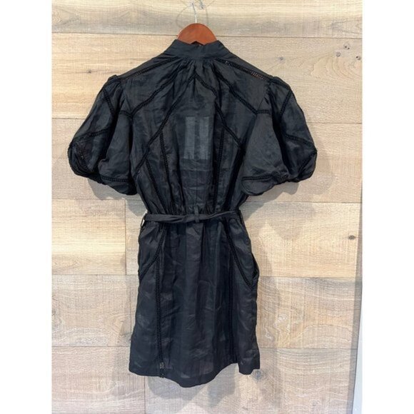 NWOT FRAME black inset Lace Puff Sleeve Minidress size S - Picture 9 of 12